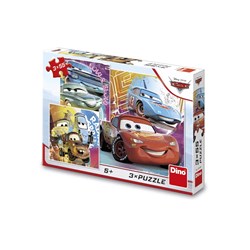 Dino Puzzle-Set Cars Friends - 3 bunte Kinderpuzzles 55 Teile