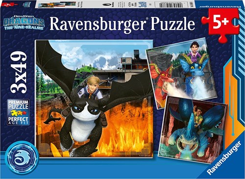 Ravensburger Puzzle 3 Puzzles - Dragons - 49 Teile Kinderpuzzle