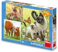 Dino Puzzle Spielzeug - Familien-Puzzleset - 3-in-1 - 55 Teile