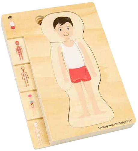 BigJigs Holzpuzzle Anatomie Junge Lernspielzeug 26 Teile