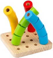 BigJigs Holz Stapelspiel wackeliges Steckbrett Montessori 17-teilig