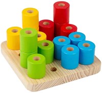 BigJigs Holz Stapelspiel wackeliges Steckbrett Montessori 17-teilig-2
