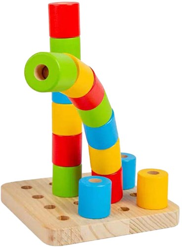 BigJigs Holz Stapelspiel wackeliges Steckbrett Montessori 17-teilig-3