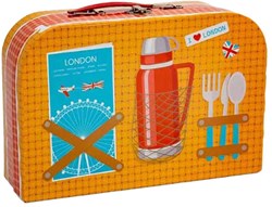BigJigs Spielzeug Teeservice London Zinn Picknickkorb 24-teilig
