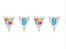 Folat Wimpelkette Konfetti Geburtstag 9 Jahre 10 Meter Kunststoff