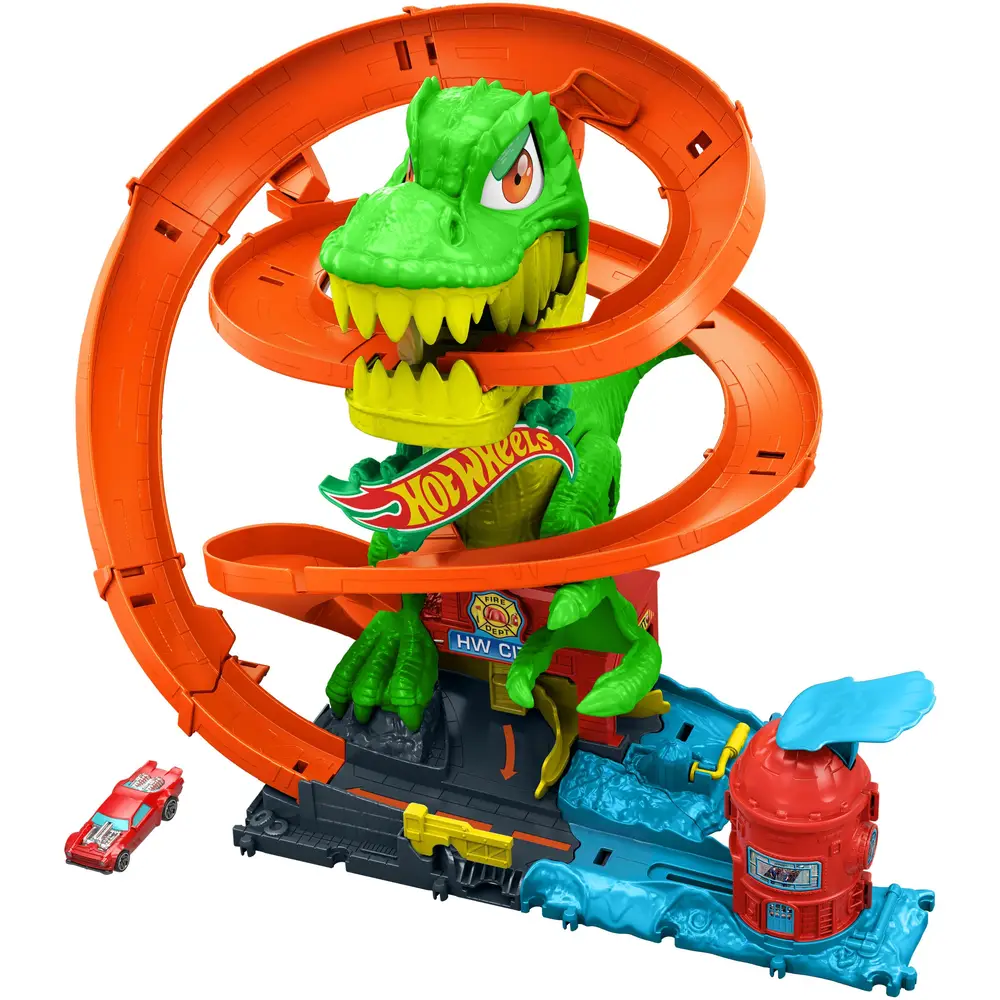 Hot Wheels Spielzeug T-Rex Feuerkampf Spielset - Rennbahn