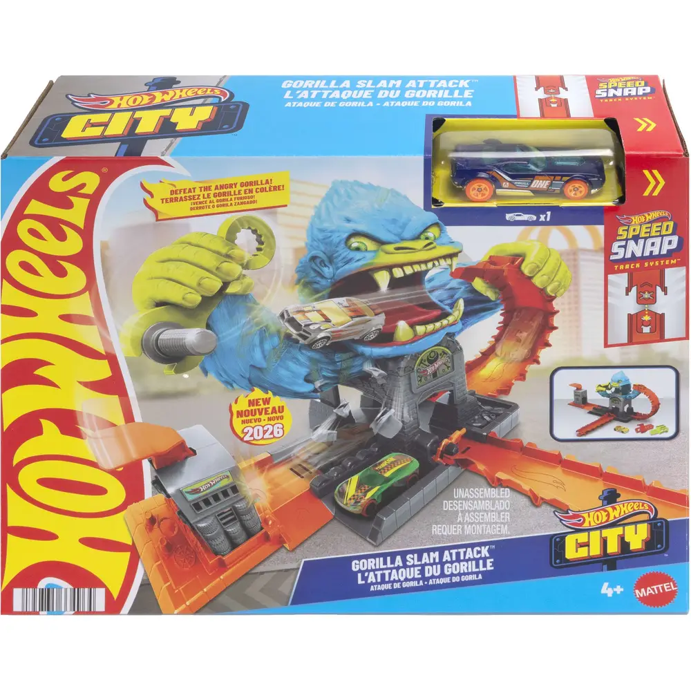 Hot Wheels Spielset Gorilla Repair Shop Rennbahn und Auto