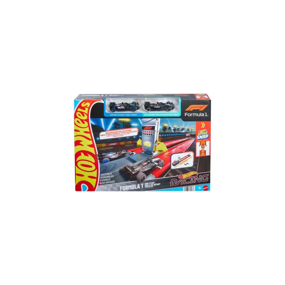 Hot Wheels Spielzeug Formel 1 Rennbahn mit 2 Metall-F1-Autos