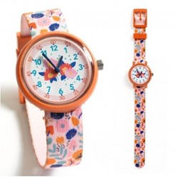 Djeco Kinderuhr Flowers - Lernuhr mit Blumenmotiv und Quarzwerk
