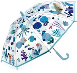 Djeco Kinderregenschirm Sea - transparent - buntes Meeresleben für Kinder
