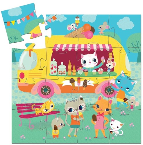 Djeco B01DV6YYKQ Ice Cream Truck Mini Stichsäge Puzzle Silhouette, gelb, 1000-2