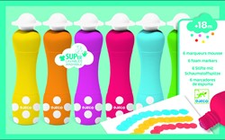 Djeco Farben Schaumstoff-Marker Set - 6 Stück - auswaschbar - ergonomisch