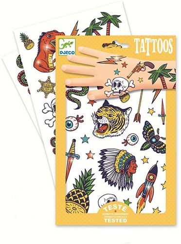 Djeco - Tattoos Bang, blau, klein (DJ09577A), verschiedene Farben/Modelle