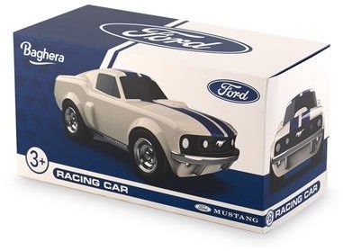 Baghera Spielzeugauto Ford Mustang weiß - klassisches Modellauto für Kinder