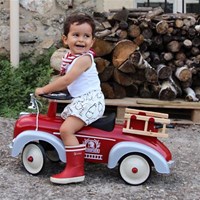 Baghera Rutschauto - Feuerwehrwagen Retro Kinderauto rot