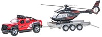Die Cast Geländewagen Spielzeugauto mit Hubschrauber und Anhänger 35cm rot-3