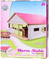 Kids GLOBE Pferdestall Spielzeug mit 3 Boxen und Reithalle 1:32 rosa