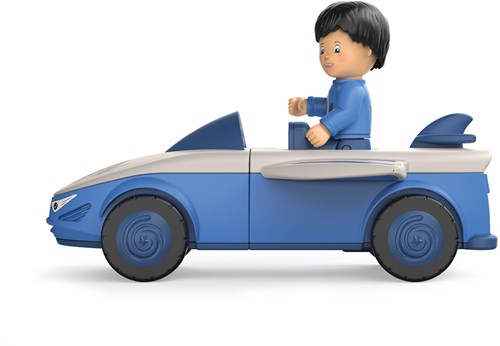 Toddys Spielzeugauto Mike Moby mit beweglicher Figur und Rückziehmotor