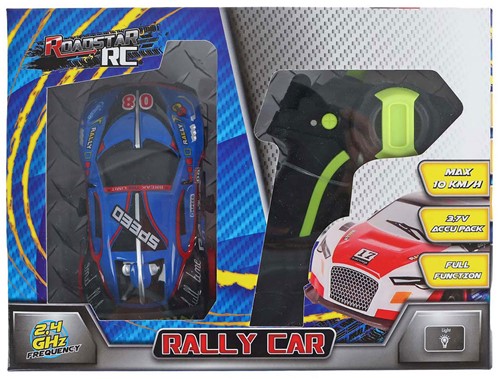 Roadstar RC Bestuurbare Rally Auto met Licht 2.4GHz Blauw, 13cm