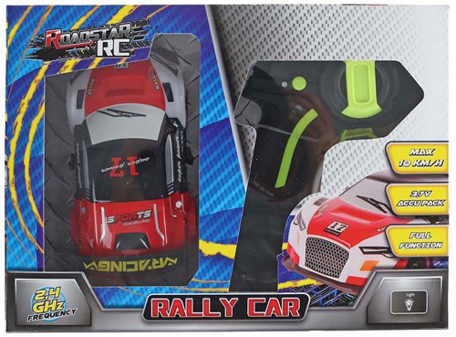 Roadstar RC Bestuurbare Rally Auto met Licht 2.4GHz Rood, 13cm