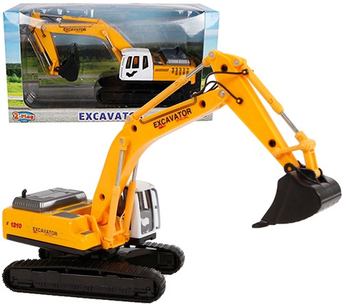 Die-cast Bagger Baustellenfahrzeug 22 cm gelb Spielzeug-3