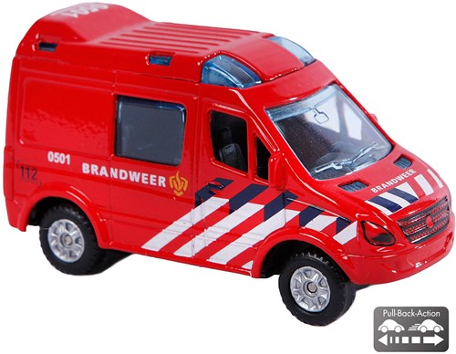 Feuerwehr Die-Cast Pull-Back Spielzeugauto 8 cm blau-3