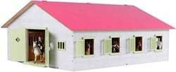 Kids GLOBE Pferdestall Spielzeug rosa mit 7 Boxen Maßstab 1:24