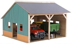 Kids GLOBE landwirtschaftliche Spielzeug-Scheune für 2 Traktoren 1:16 Holz