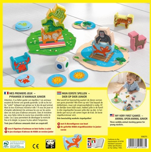 Haba !!! Jeu - Mes premiers jeux - Pyramide d’animaux junior (F = NL 1306068005 - DE 1306068001) (DE/E/F/NL/IT/ES)