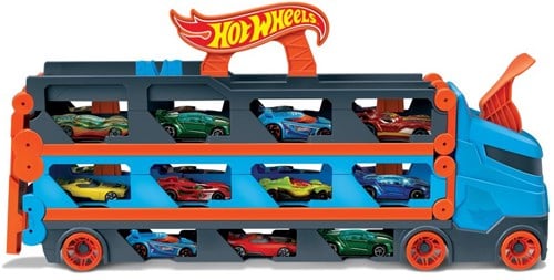 Hot Wheels Spielzeug Transporter - Rennbahn LKW mit 3 Autos-2