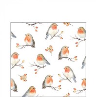 Ambiente Servietten Rotkehlchen 33cm FSC Winter Tischdeko