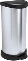 Curver Tretmülleimer Abfallbehälter 40L silber metallic nachhaltiger Kunststoff