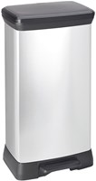 Curver Mülleimer 50L silber metallic - nachhaltiger Abfalleimer mit Soft-Close