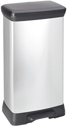 Curver Mülleimer 50L silber metallic - nachhaltiger Abfalleimer mit Soft-Close
