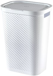 Curver Wäschebox Infinity Dots 60L - recycelter Kunststoff weiß - mit Deckel