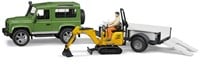 Bruder Land Rover Defender Spielzeugauto mit JCB Minibagger und Anhänger