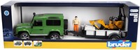 BRUDER Land Rover Defender with trailer, CAT and man Spielzeugfahrzeug-3