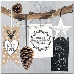 Ambiente Papierservietten Weihnachten 33cm - Christmas hangtags Dekoration