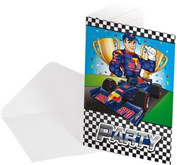 Folat Einladungskarten Formel 1 - Kindergeburtstag - 8 Stück - Rennsport Thema