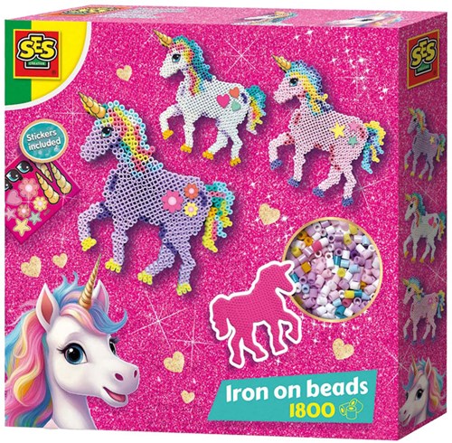 Ses bügelperlen einhorn bastelset für kinder mit glitzerstickern
