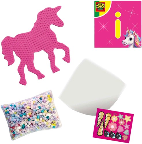 Ses bügelperlen einhorn bastelset für kinder mit glitzerstickern-2