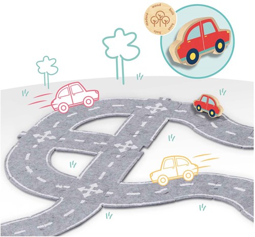Filz Straßenset Spielzeugauto Bausatz 40-teilig Filz-3