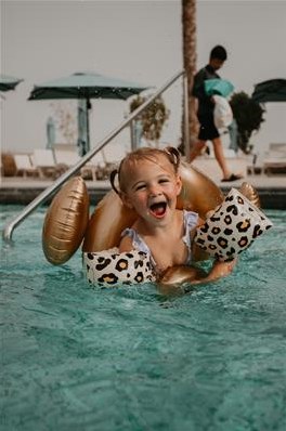 Schwimmen Essentials aufblasbare Schwimmen Riemen Beige Leopard - 0-2 Jahre-3