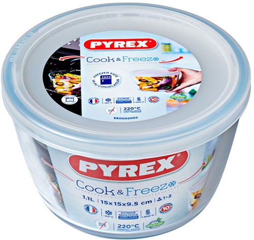 Pyrex Cook & Store Ronde schaal met deksel 15x9 cm