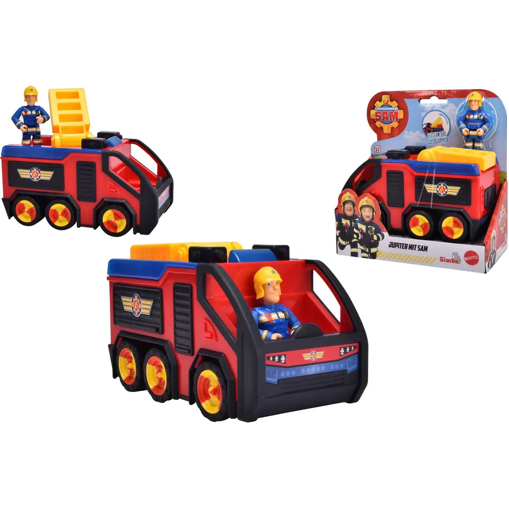Simba Feuerwehr Spielzeugauto mit Sam Figur 17cm rot