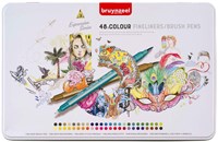 Bruynzeel Fineliner Brushpen Set 48 Farben zum Zeichnen und Handlettering