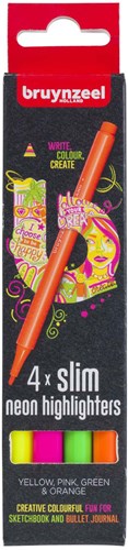 Bruynzeel Marker Stifte schmal Neon Set 4 Farben Highlighter