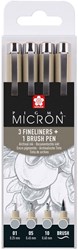 Sakura Fineliner Set - Pigma Micron 4 Größen hell kühles Grau