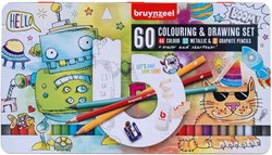 Bruynzeel Farbstifte Mal- und Zeichen-Set Metallbox 60-teilig Kinder