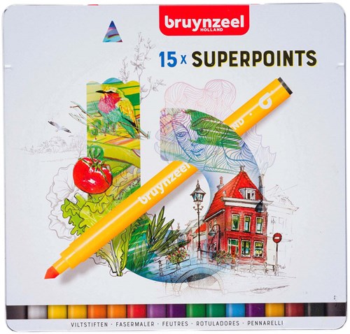 Bruynzeel Filzstifte Superpunkt Set 15 Farben - Kreative Stifte